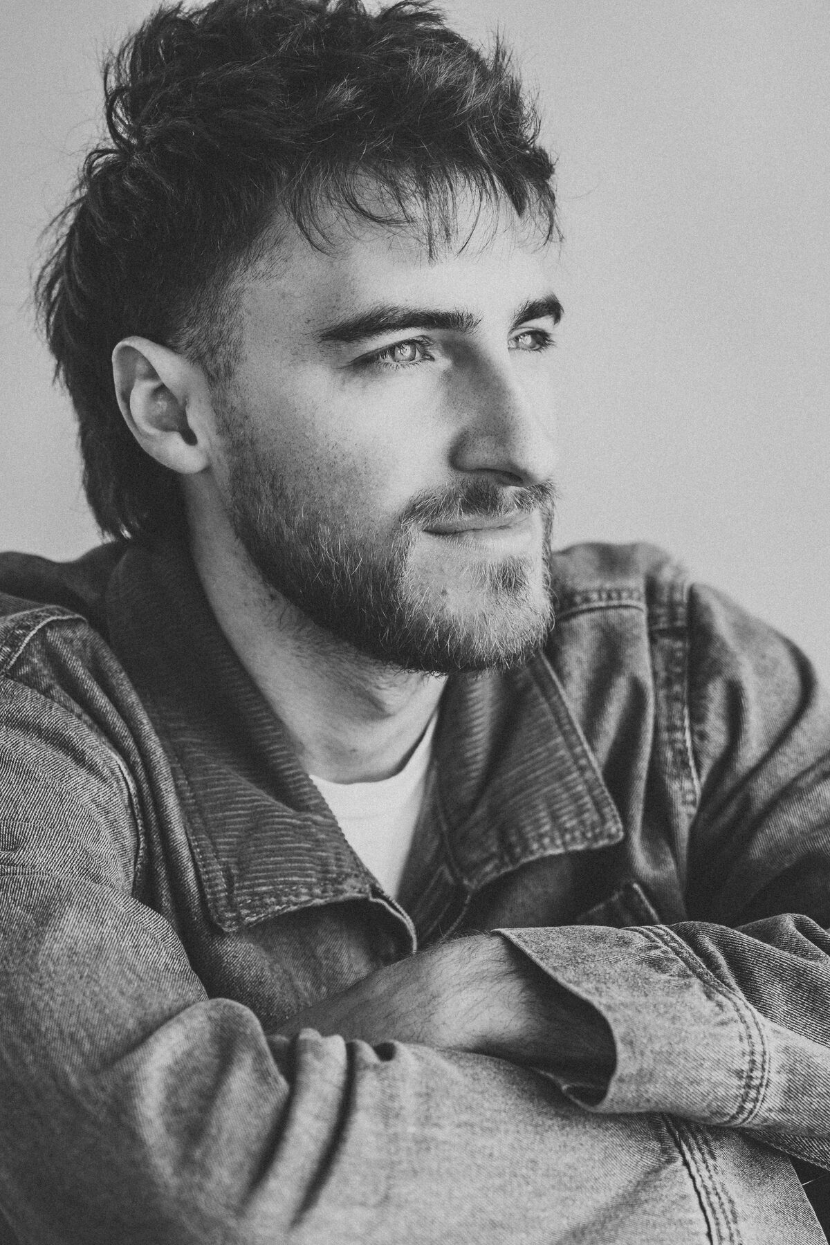 Chandler Letner, black and white studio portrait